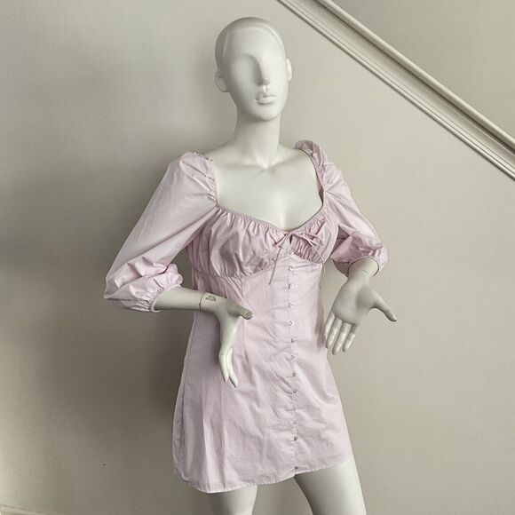 Revolve Privacy Please Maeve Dress Light Pink Puff Sleeve Mini XL - Picture 11 of 11
